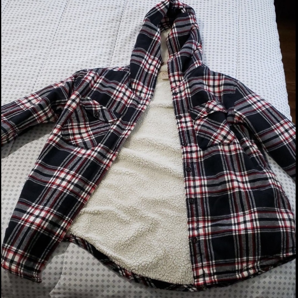 UofL colors Plaid Sherpa lined jacket